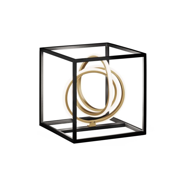 FH Tischleuchte Gisi schwarzes und goldfarbenes Metall LED 50413 25x25 cm