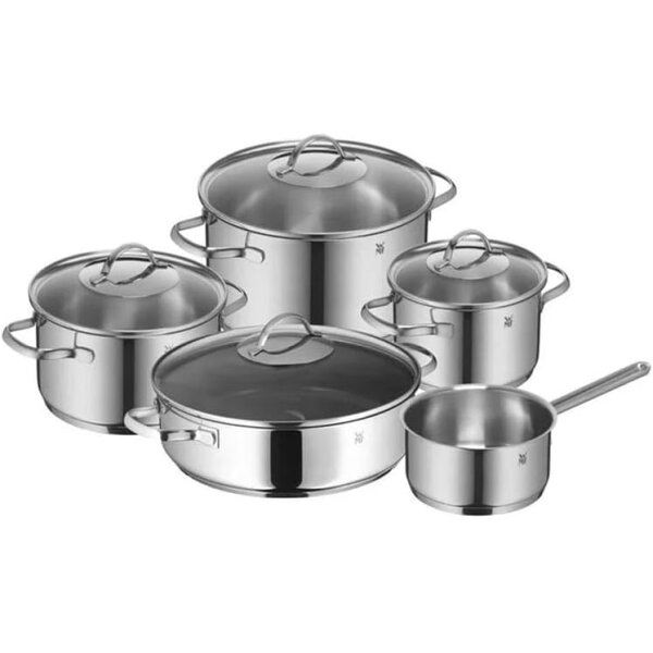 WMF Provence Plus Topfset 5-teilig mit Bräter 28 cm – Edelstahl Töpfe mit Glasdeckel – Induktionsgeeignet, Spülmaschinenfest, Allherdboden