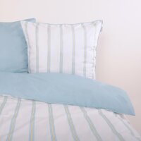 TOM TAILOR Bettwäsche 135x200 weiß hellbau gestreift Satin MIG 8008050
