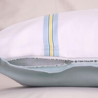 TOM TAILOR Bettwäsche 135x200 weiß hellbau gestreift Satin MIG 8008050