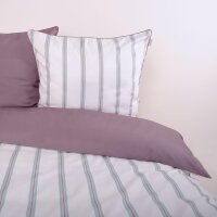 TOM TAILOR Bettwäsche 135x200 weiß lila gestreift Satin MIG 8006050