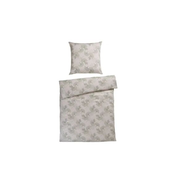 Grund Bettwäsche 135x200  weiß grün Gingko Motiv S0026-408217151