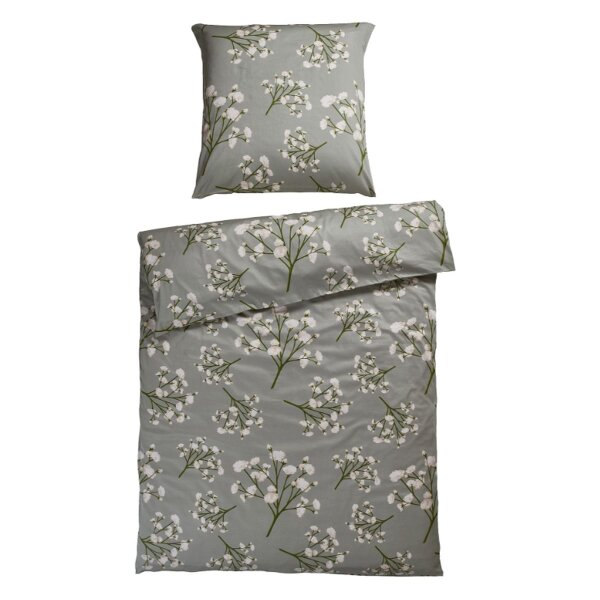 Grund Bettwäsche 135x200  salbei grün Gypsophila Motiv S0025-408217255