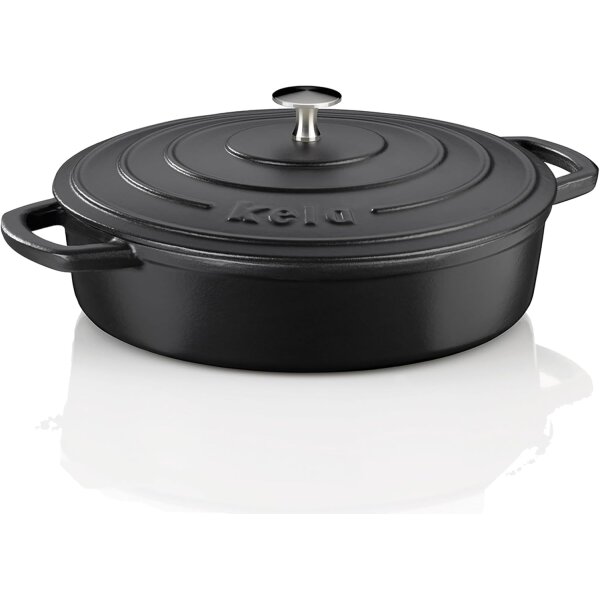 Kela Bräter  28 cm rund 3,2 Liter schwarz Calido Gusseisen 12468 flach