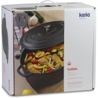 Kela Bräter  28 cm rund 3,2 Liter schwarz Calido Gusseisen 12468 flach