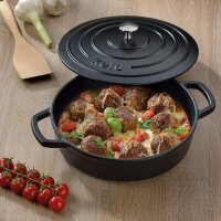 Kela Bräter  28 cm rund 3,2 Liter schwarz Calido Gusseisen 12468 flach