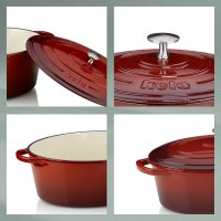 Kela Bräter  28 cm rund 3,2 Liter rot beige Calido Gusseisen 11938 flach