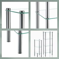 Kela Regal Glas 4 Etagen silber 40 x30 x 107 cm Lars 18051