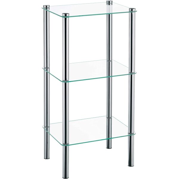 Kela Regal Glas 3 Etagen silber 40 x30 x 76 cm Lars 18100