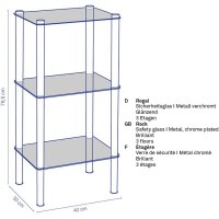Kela Regal Glas 3 Etagen silber 40 x30 x 76 cm Lars 18100
