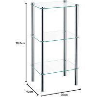 Kela Regal Glas 3 Etagen silber 40 x30 x 76 cm Lars 18100