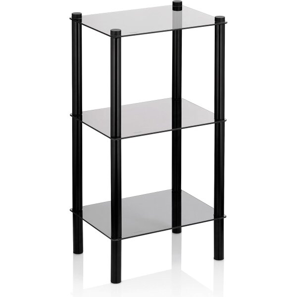 Kela Regal Glas 3 Etagen schwarz 40x76,5x30 cm Lars 24227