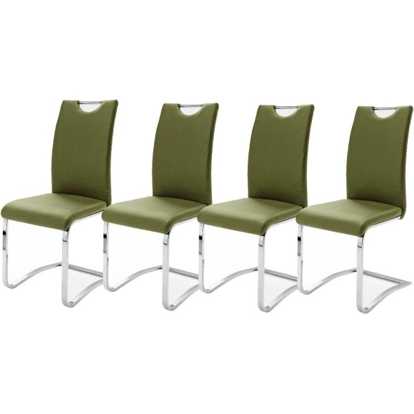 MCA Schwingstuhl Paulo Olive 4er-Set Kunstleder & Gestell Edelstahl PAUE10OL