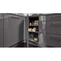 Interliving Küche Serie 3007 mit AEG Einbaugeräten Quarzgrau & Steel – zweizeilig