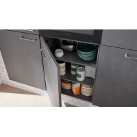 Interliving Küche Serie 3019 mit AEG Einbaugeräten Weiß & Stahlgrau – zweizeilig