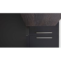 Interliving Küche Serie 3039 mit AEG-Einbaugeräten Mattschwarz & Nussbaum Kuba – Stellfläche ca. 275 x 305 cm
