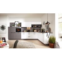 Interliving Küche Serie 3032 mit gorenje Einbaugeräten Weiß & Quarzgrau - Stellfläche ca. 395 x 245 cm