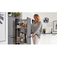 Interliving Küche Serie 3032 mit gorenje Einbaugeräten Weiß & Quarzgrau - Stellfläche ca. 395 x 245 cm