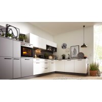 Interliving Küche Serie 3032 mit gorenje Einbaugeräten Weiß & Quarzgrau - Stellfläche ca. 395 x 245 cm
