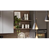 Interliving Küche Serie 3042 mit SIEMENS Einbaugeräten Quarzgrau & Eiche Graphitsilber – zweizeilig