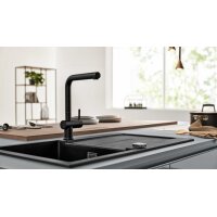 Interliving Küche Serie 3042 mit SIEMENS Einbaugeräten Quarzgrau & Eiche Graphitsilber – zweizeilig