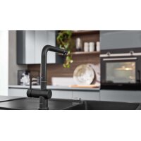 Interliving Küche Serie 3042 mit SIEMENS Einbaugeräten Quarzgrau & Eiche Graphitsilber – zweizeilig