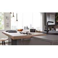 Interliving Küche Serie 3042 mit SIEMENS Einbaugeräten Quarzgrau & Eiche Graphitsilber – zweizeilig
