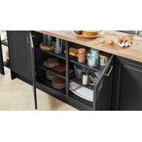 Interliving Küche Serie 3044 mit Miele Einbaugeräten Graphit & Kernbuche – zweizeilig