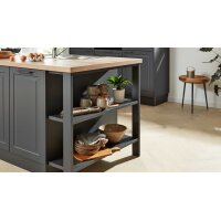 Interliving Küche Serie 3044 mit Miele Einbaugeräten Graphit & Kernbuche – zweizeilig