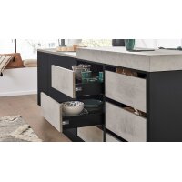 Interliving Küche Serie 3101 mit SIEMENS Einbaugeräten Schwarz & Beton – zweizeilig