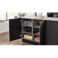 Interliving Küche Serie 3101 mit SIEMENS Einbaugeräten Schwarz & Beton – zweizeilig