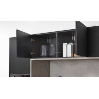 Interliving Küche Serie 3101 mit SIEMENS Einbaugeräten Schwarz & Beton – zweizeilig