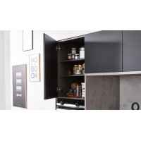 Interliving Küche Serie 3101 mit SIEMENS Einbaugeräten Schwarz & Beton – zweizeilig