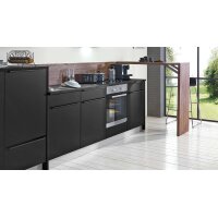 EXPRESS KÜCHEN Einbauküche Cleanmit IGNIS Geräten Schwarz & Nussbaum - Länge ca. 353 cm