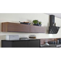 EXPRESS KÜCHEN Einbauküche Cleanmit IGNIS Geräten Schwarz & Nussbaum - Länge ca. 353 cm