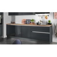 EXPRESS KÜCHEN Einbauküche Star mit IGNIS-Geräten Anthrazit & Buche astig - zweizeilig