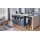nobilia® Einbauküche Easytouch mit beko Elektrogeräten Fjordblau & Weißbeton - zweizeilig