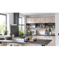 nobilia® Einbauküche Natura mit PROGRESS Elektrogeräten Eiche Montral & Schwarz - zweizeilig