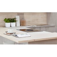 nobilia® Einbauküche Riva mit BORA Muldenlüfter Beton Sand & Eiche Montreal - Stellfläche ca. 304 x 319 cm