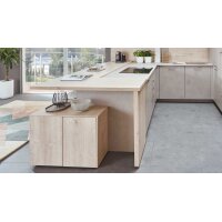 nobilia® Einbauküche Riva mit BORA Muldenlüfter Beton Sand & Eiche Montreal - Stellfläche ca. 304 x 319 cm
