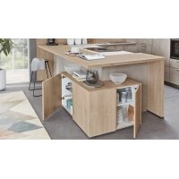 nobilia® Einbauküche Riva mit BORA Muldenlüfter Beton Sand & Eiche Montreal - Stellfläche ca. 304 x 319 cm
