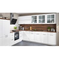 nobilia® Einbauküche Sylt mit AEG Elektrogeräten Alpinweiß & Balkeneiche - Stellfläche ca. 320 x 310 cm