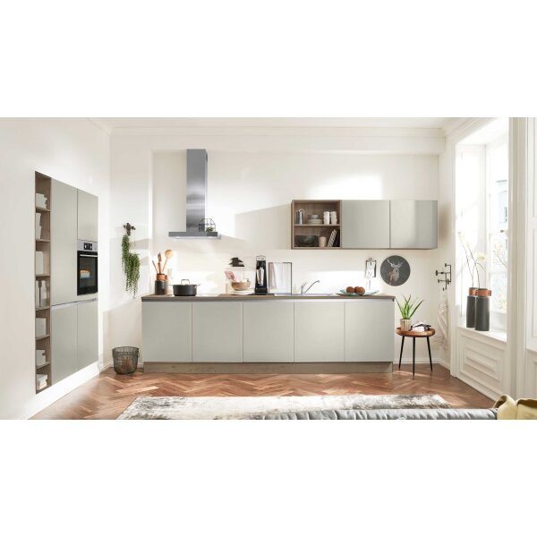 Interliving Küche Serie 3102 mit AEG-Einbaugeräten Platingrau & Eiche Graphit Silber - zweizeilig