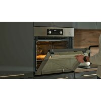 Interliving Küche Serie 3114 mit AEG Einbaugeräten Graphit & Castell Eiche - Länge ca. 408 cm