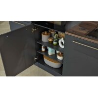 Interliving Küche Serie 3114 mit AEG Einbaugeräten Graphit & Castell Eiche - Länge ca. 408 cm
