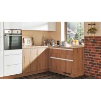 EXPRESS KÜCHEN Einbauküche Star mit Einbaugeräten Weiß & Eiche astig - Stellfläche ca. 293 x 160 cm
