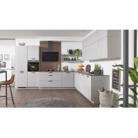 Culineo® Einbauküche C317 mit beko Einbaugeräten Steingrau & Eiche Sierra - Stellfläche ca. 365 x 363 cm