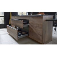 Culineo® Einbauküche C382 mit AEG Einbaugeräten Eiche Havanna & Grauschiefer - zweizeilig