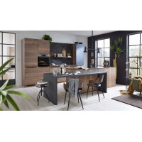 Culineo® Einbauküche C382 mit AEG Einbaugeräten Eiche Havanna & Grauschiefer - zweizeilig