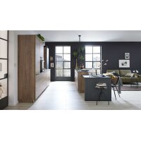 Culineo® Einbauküche C382 mit AEG Einbaugeräten Eiche Havanna & Grauschiefer - zweizeilig